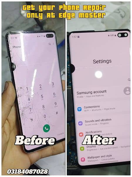 Crack Display repair Samsung S10,S20,S21,S22,S23,Note20Ultra,Note10, 3