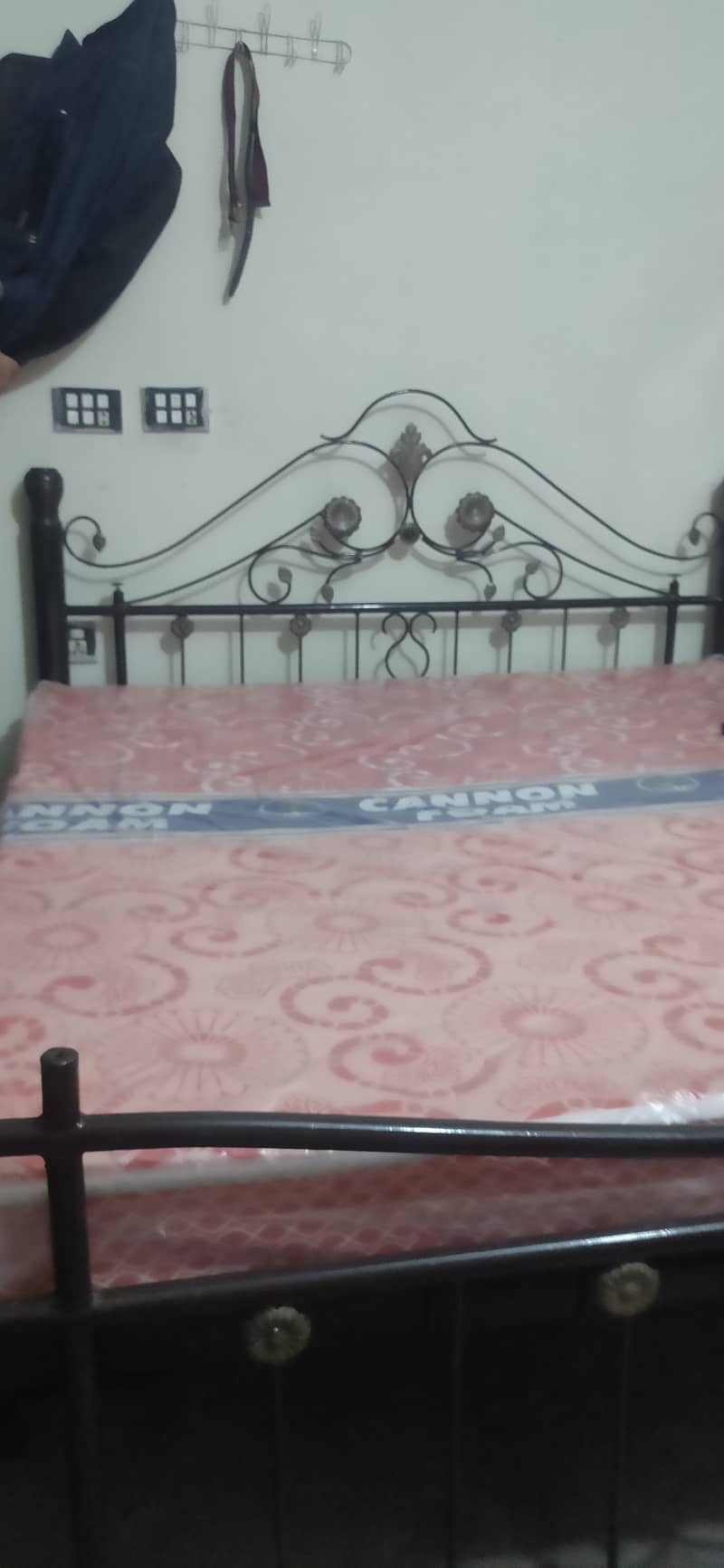 Iron bed with brand new mattress. 9