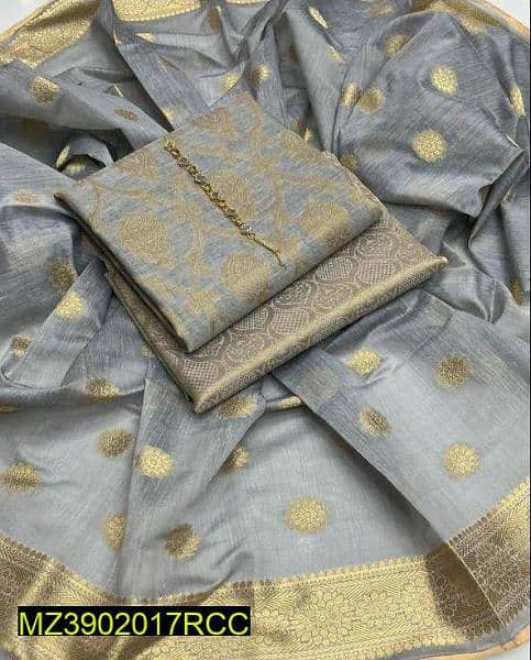 women unstitched three piece Banarasi suit 4
