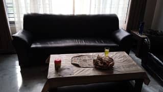 5 seater black leather sofa set for sale