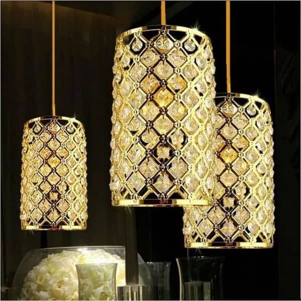 Gold Crystal LED Chandelier Light Aisle High Power Hanging Beside Lamp 0