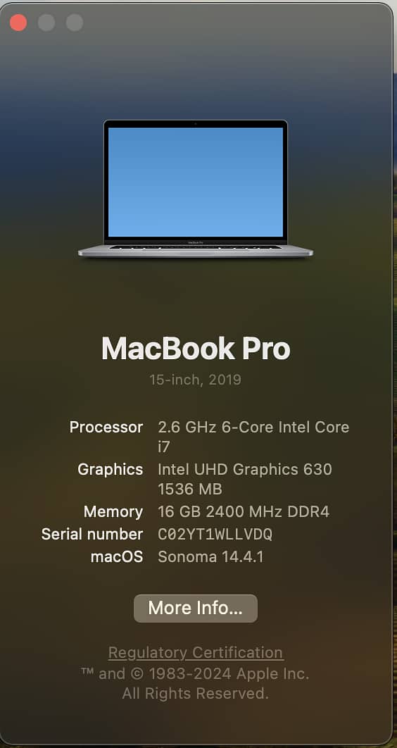 Macbook Pro 2019 15 inch 16GB 512 GB 3