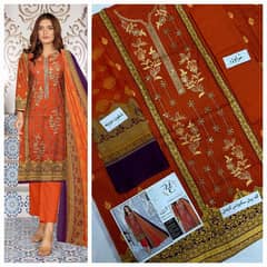unstitched 3pc suit  with embourid