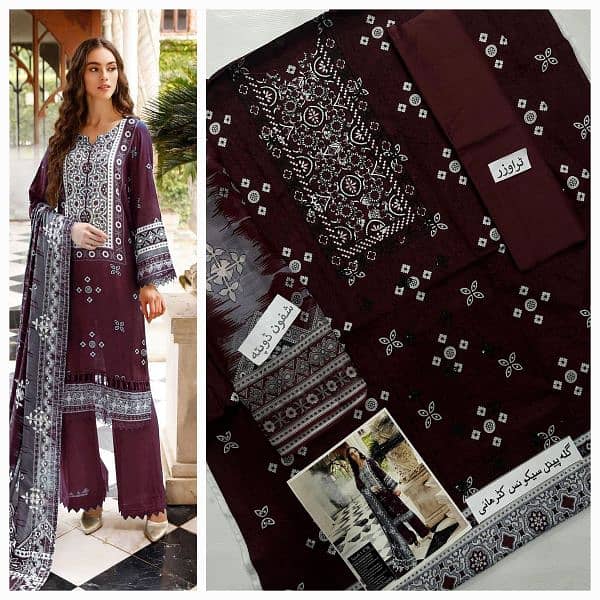 unstitched 3pc suit  with embourid 9