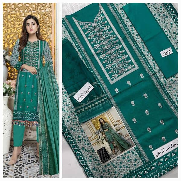 unstitched 3pc suit  with embourid 13