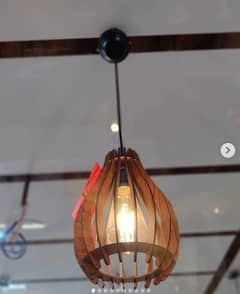 Pack of 4 sets of Wooden pendant light included Ropes, holders, Bulbs.