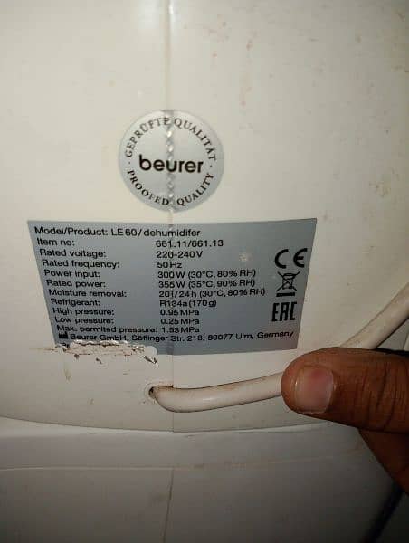 Beurer LE 60 Dehumidifier. Rs 50000 per piece. 6 available in stock. 0