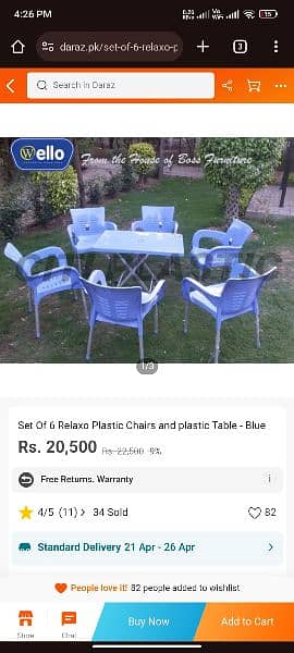 Relaxo Metal leg Chair Table set, Plastic metal Chairs Folding Table 5