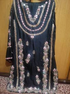 2 piece heavy embroidered pure raw silk dress 0