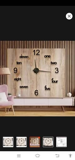 Wooden Large wall clock  decor living room quartz