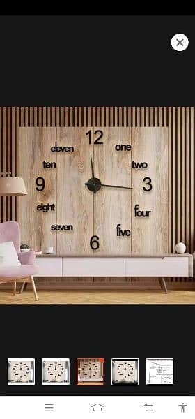 Wooden Large wall clock  decor living room quartz 0