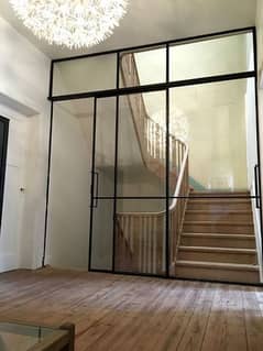 Staircase glass Partition, folding Mosquito Net