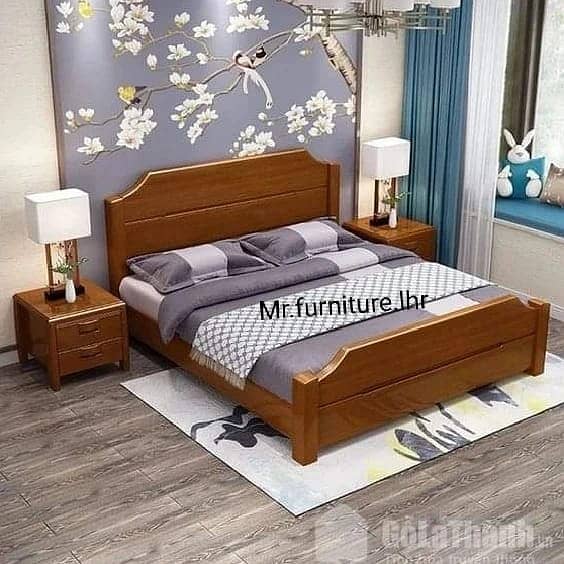bed set/double bed/pure wood bed/bedroom/shesham bed/showcase/cupboard 9