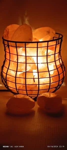 Himalayan Pink Rock Salt Iron Basket with Chunks 5