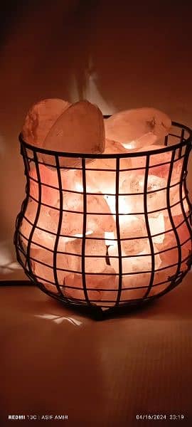 Himalayan Pink Rock Salt Iron Basket with Chunks 12