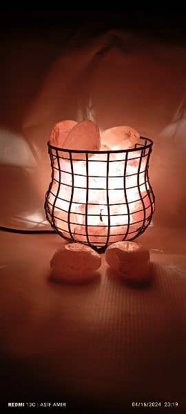 Himalayan Pink Rock Salt Iron Basket with Chunks 13