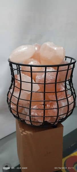 Himalayan Pink Rock Salt Iron Basket with Chunks 14