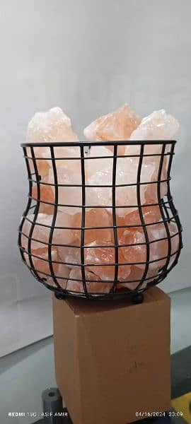 Himalayan Pink Rock Salt Iron Basket with Chunks 15