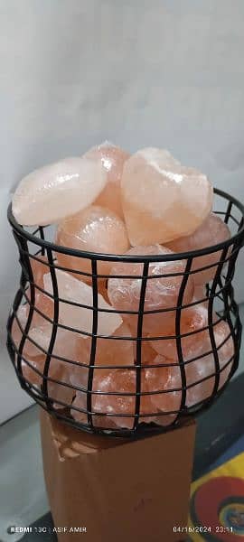 Himalayan Pink Rock Salt Iron Basket with Chunks 16