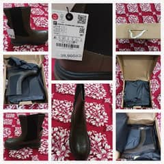 Zara Chelsea Khaki Leather Ankle Boots Lug Soles