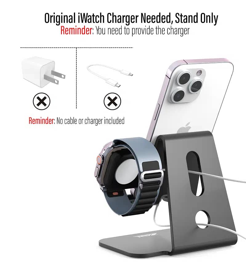 ZAW Smart Watch & Phone Stand, 2 in 1 Universal Desktop Phone Holder 2
