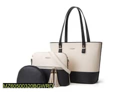 women's Leather plain shoulder bag 3pcs 0