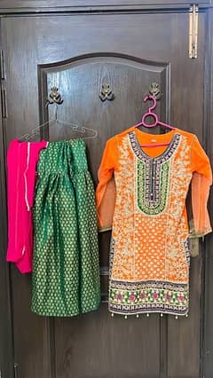 3 pc mehndi dress for sale