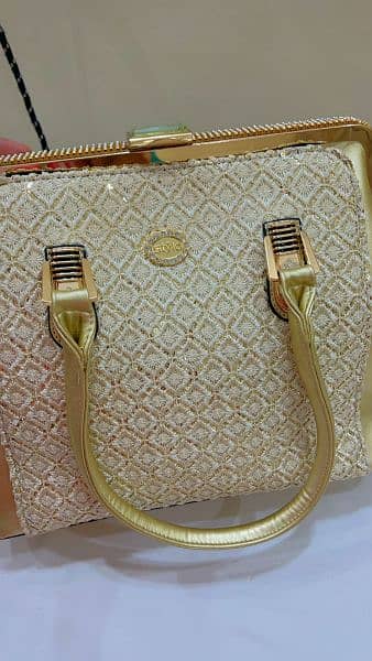 Stylo|Hand Bag| Gold| Leather| 4