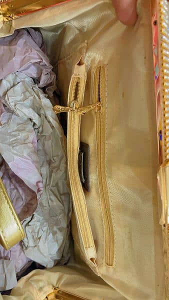 Stylo|Hand Bag| Gold| Leather| 8