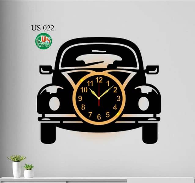 Beautiful car Art MDF wood wall clock with light ••|| 2