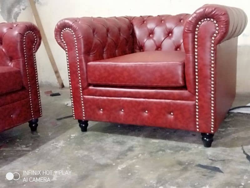 chasterfield sofa 3+3 & 1+2+3 / leather sofa /keekar wood/for sale 1