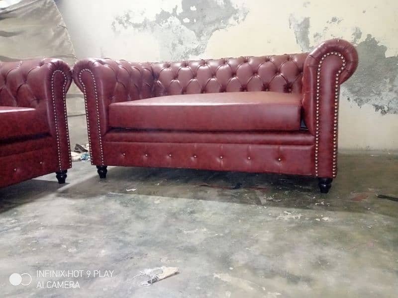 chasterfield sofa 3+3 & 1+2+3 / leather sofa /keekar wood/for sale 2