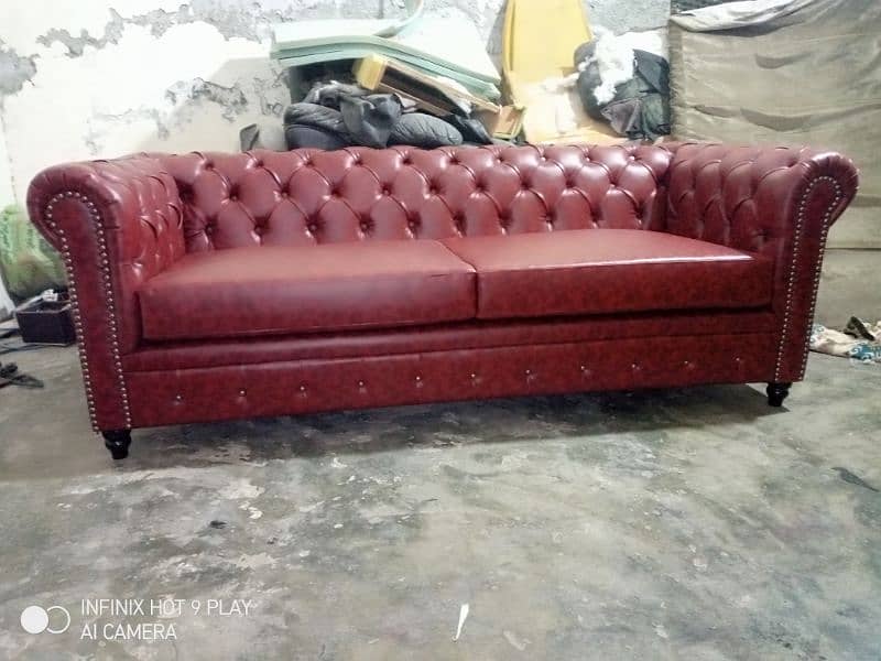 chasterfield sofa 3+3 & 1+2+3 / leather sofa /keekar wood/for sale 3