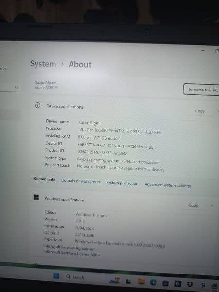 New Laptop Acer Aspire A315-59 | 8GB RAM | 256GB SSD 4