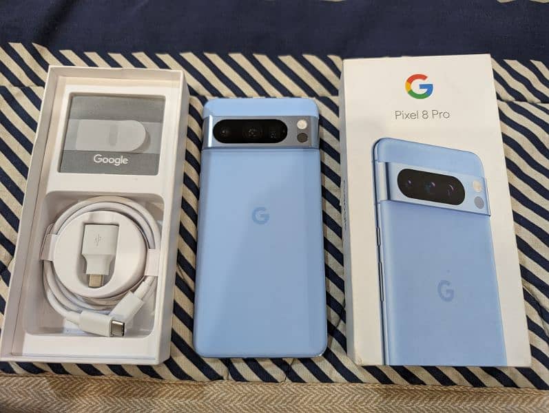 Google Pixel 8 Pro 128gb Blue just Box open Official PTA 0