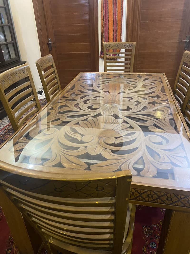 6 seater dining table wooden 1