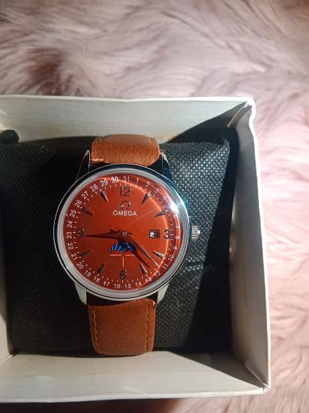 omega leather strap watch 1