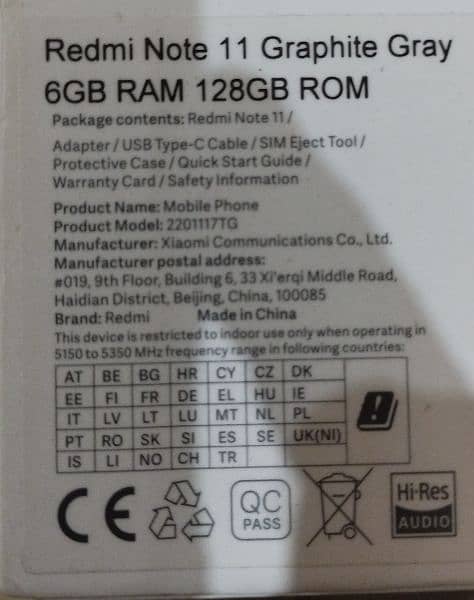 Redmii note 11 6 GB ram 128 GB ROM 1