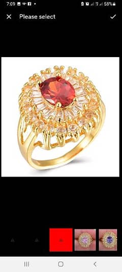 Fashion Gold Color Women Luxury  Purple Oval CZ Wedding Ring Jewelry