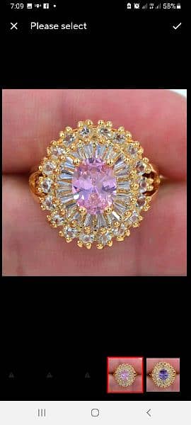 Fashion Gold Color Women Luxury  Purple Oval CZ Wedding Ring Jewelry 1