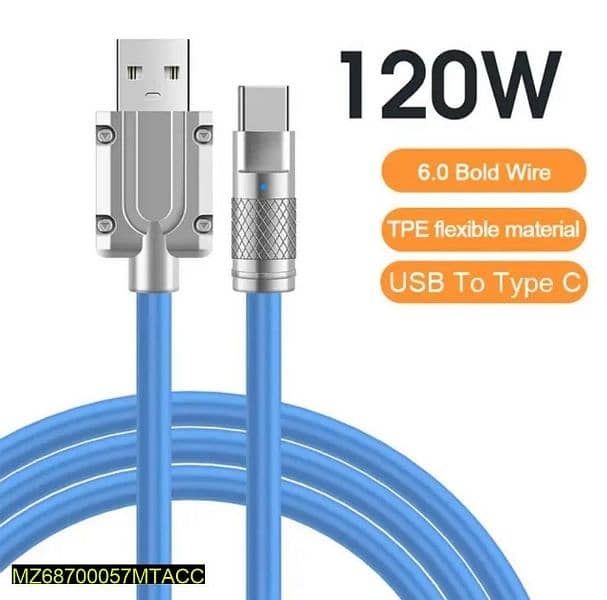 Fiber Type-C  Mobile charging cable,120w-blue 0