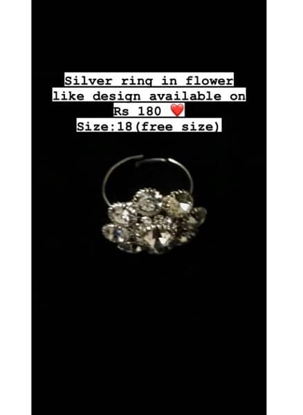 Silver ring in flower like design on Rs 180  Size:18(free size) 0