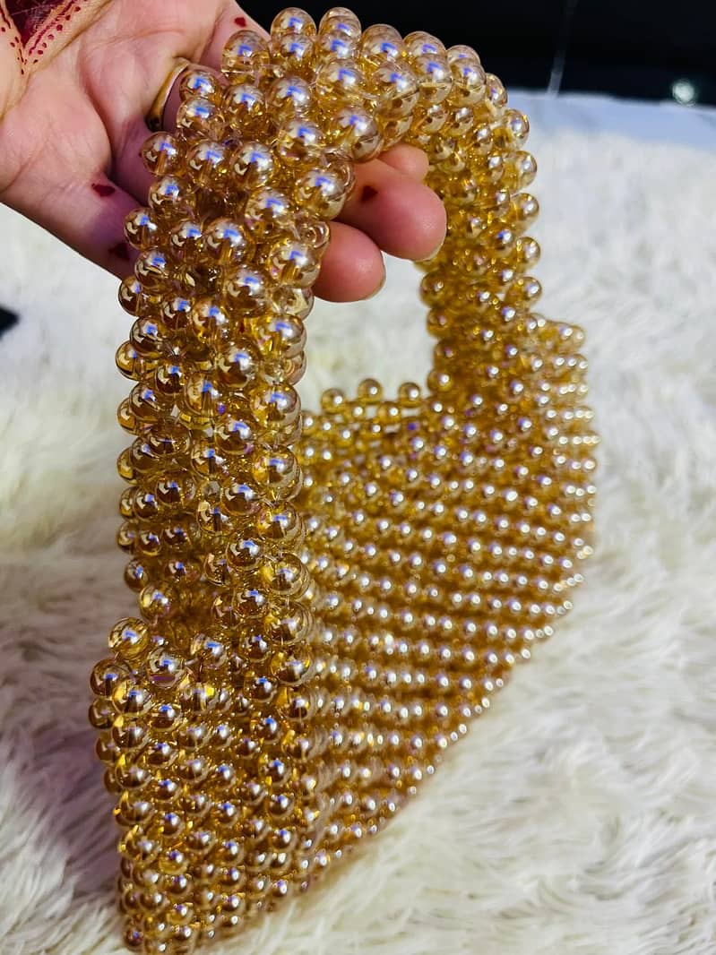 Handmade Golden Pearl Bag, Easy to Carry 1