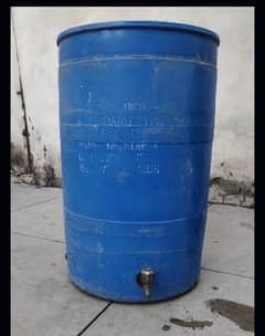 plastic drum fitted with water heating rod
