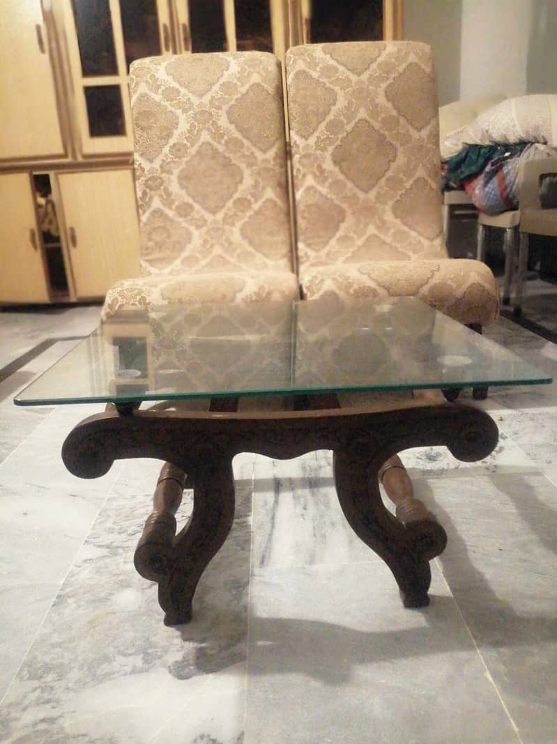 Bedroom kashmiri Chairs With Coffee Table(Sold Wood) 0