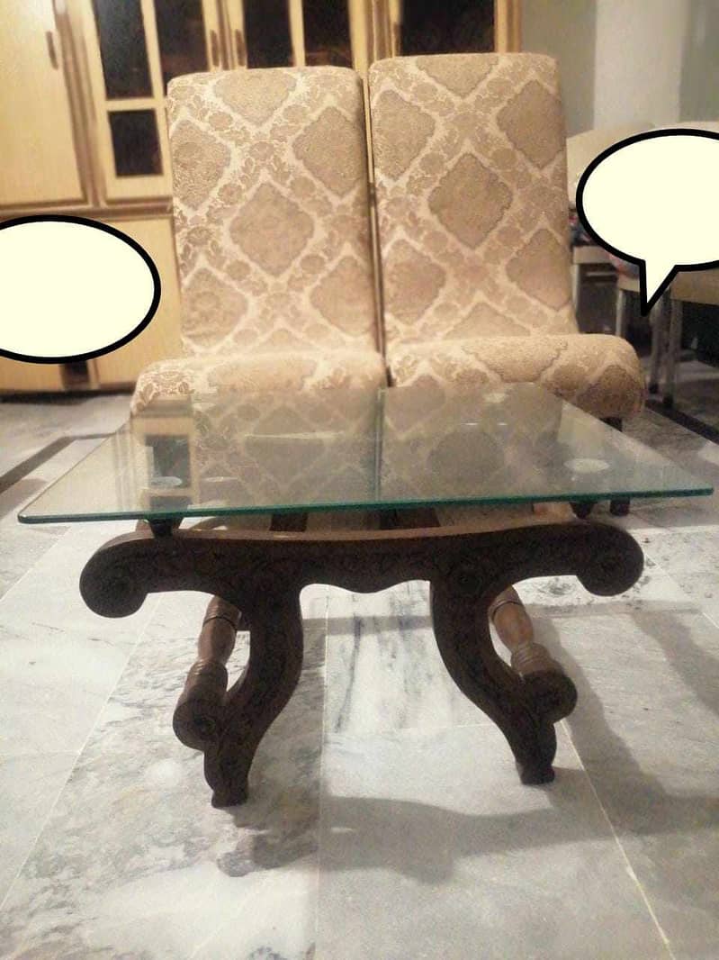 Bedroom kashmiri Chairs With Coffee Table. (Sold Wood) 3
