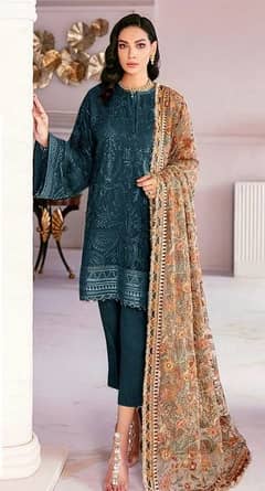 Lawn heavy embroidered 3pc at wholesale 0