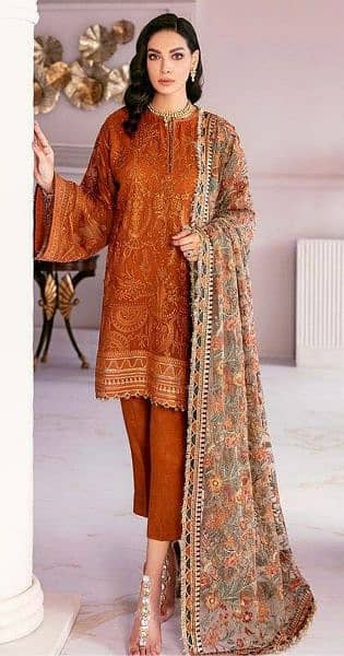 Lawn heavy embroidered 3pc at wholesale 2