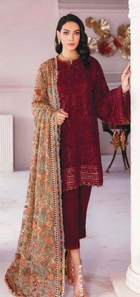 Lawn heavy embroidered 3pc at wholesale 4