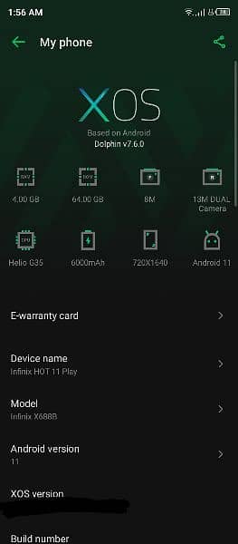 Infinix hot 11 play 4/64 gb with box 5